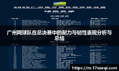 广州网球队在总决赛中的耐力与韧性表现分析与总结